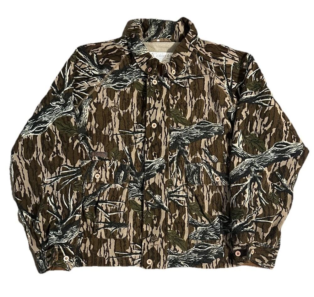 Vintage Columbia Mossy Oak Camo Bomber Full Zip Jacket Size Large